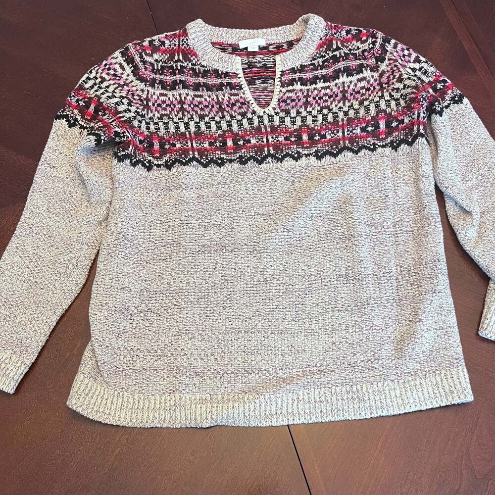 J. Jill Fair Isle Split-Neck Pullover Sweater In … - image 3